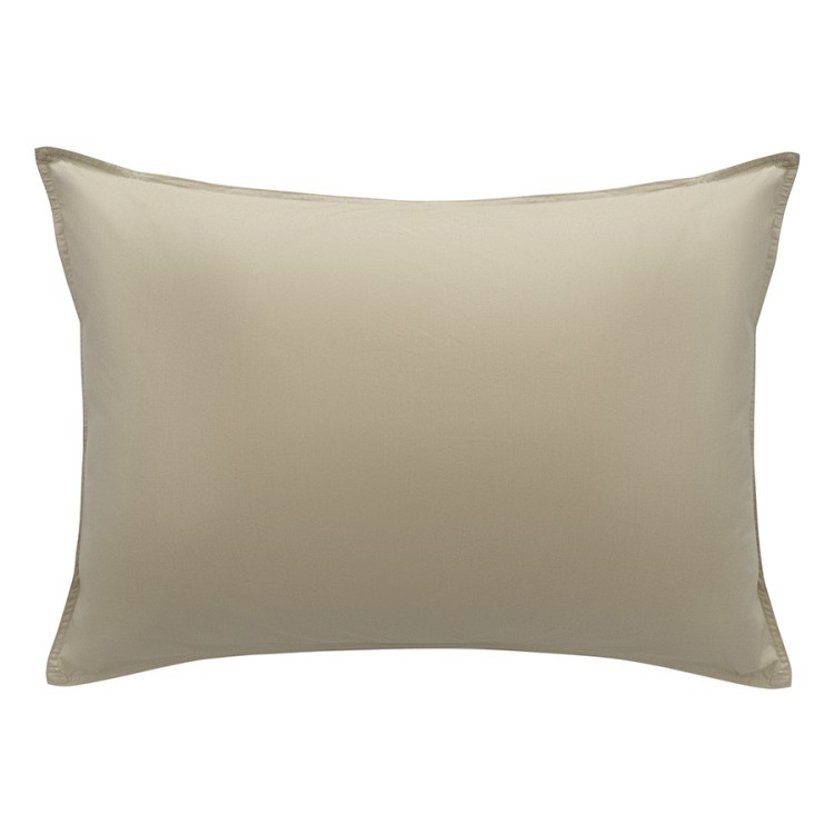 Комплект постельного белья из стираного перкаля бежево-серого цвета из коллекции essential, 150х200 см (77729)