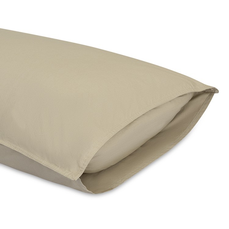 Комплект постельного белья из стираного перкаля бежево-серого цвета из коллекции essential, 150х200 см (77729)