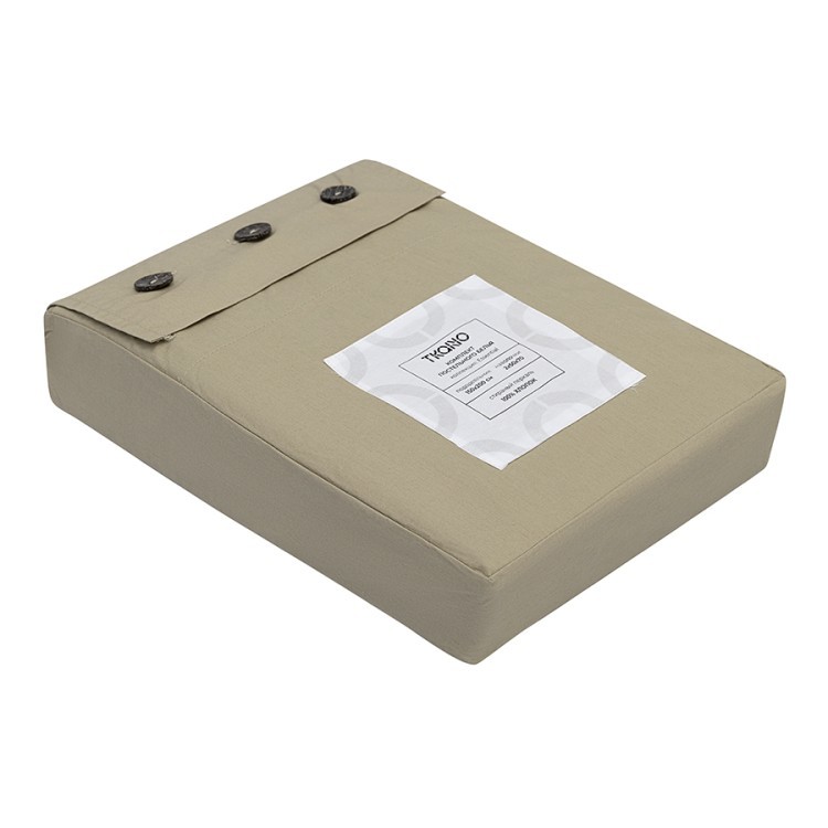 Комплект постельного белья из стираного перкаля бежево-серого цвета из коллекции essential, 150х200 см (77729)