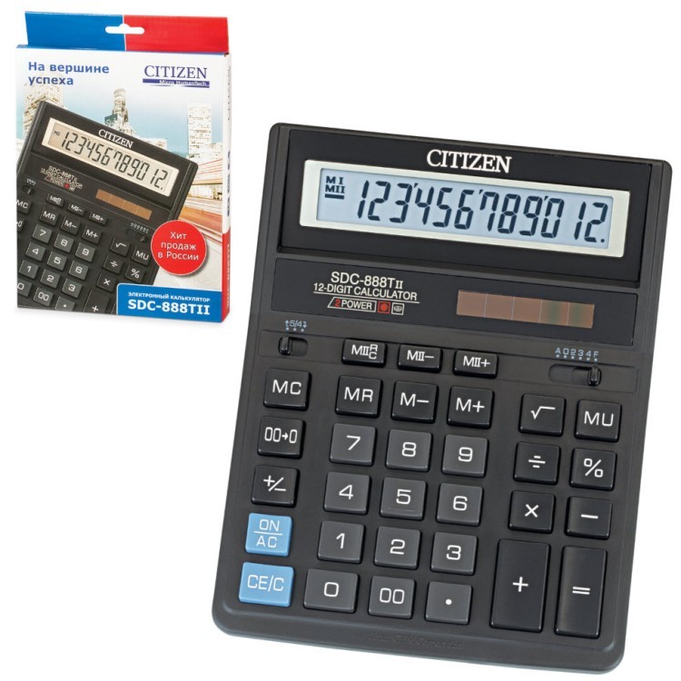Калькулятор настольный Citizen SDC-888TII 12 разрядов 250004 (1) (64923)