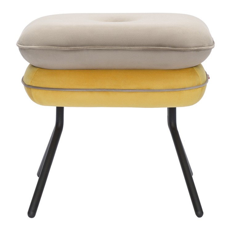 Пуф pea, велюр, бежевый/желтый (76127)