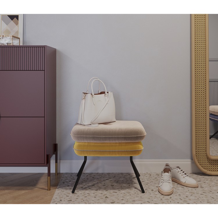 Пуф pea, велюр, бежевый/желтый (76127)