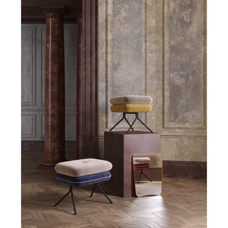 Пуф pea, велюр, бежевый/желтый (76127)