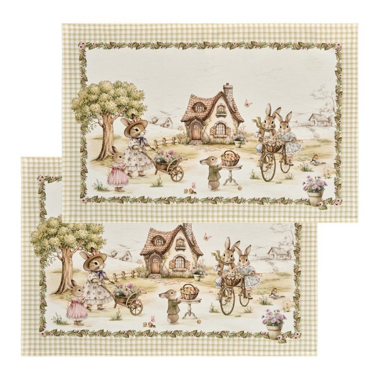 Набор полотенец из 2шт "rabbits family" клетка велосипед, 40х60см, 100% хлопок, твил (850-215-6) 