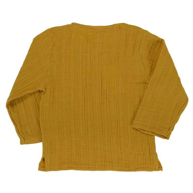 Рубашка из хлопкового муслина горчичного цвета из коллекции essential 12-18m (69627)
