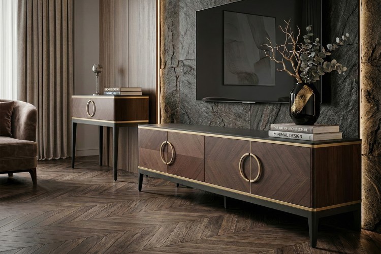 Тумба под ТВ 4-х дверная шпон 200*58*40см (TT-00016522)