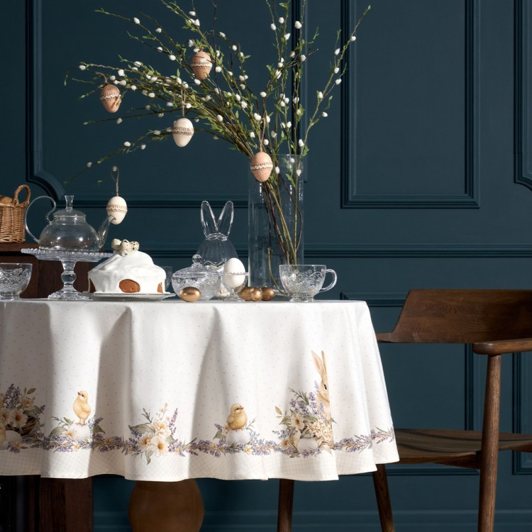Скатерть круглая "лавандовая весна" 145см, 100%хлопок, твил с пропиткой Lefard (850-768-27)