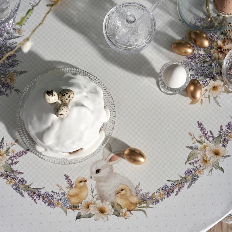 Скатерть круглая "лавандовая весна" 145см, 100%хлопок, твил с пропиткой Lefard (850-768-27)