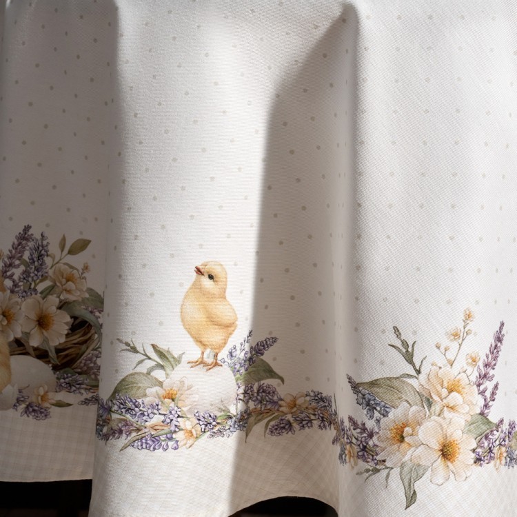 Скатерть круглая "лавандовая весна" 145см, 100%хлопок, твил с пропиткой Lefard (850-768-27)