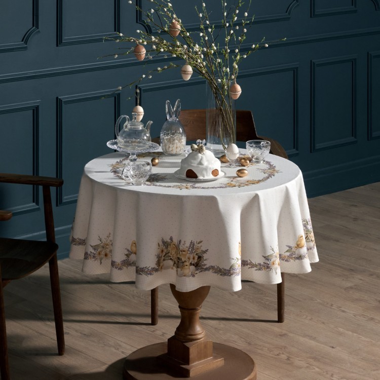 Скатерть круглая "лавандовая весна" 145см, 100%хлопок, твил с пропиткой Lefard (850-768-27)