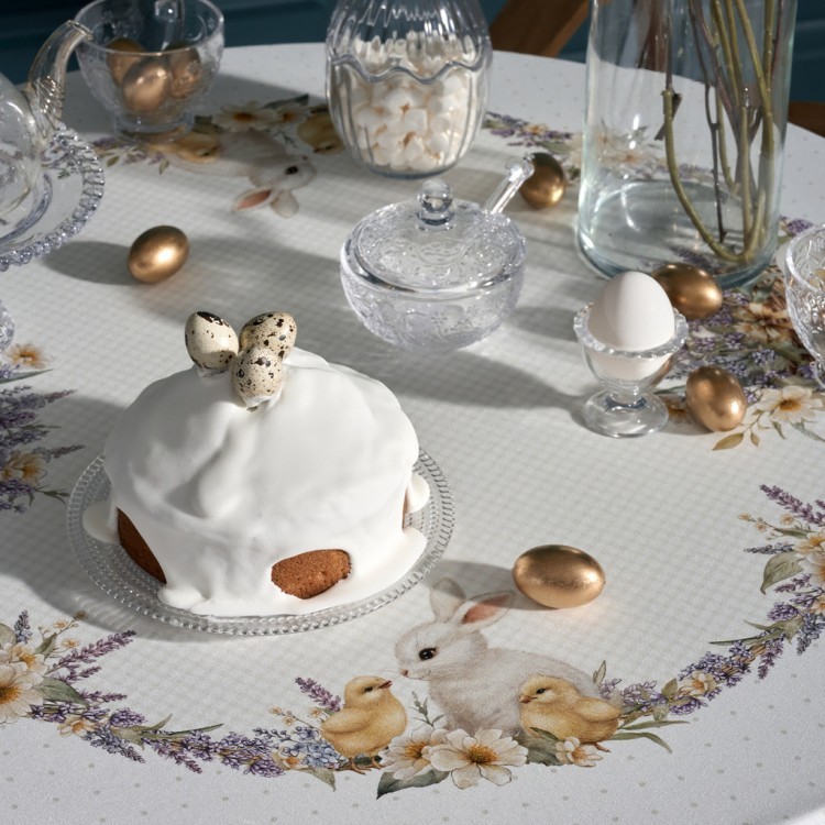 Скатерть круглая "лавандовая весна" 145см, 100%хлопок, твил с пропиткой Lefard (850-768-27)