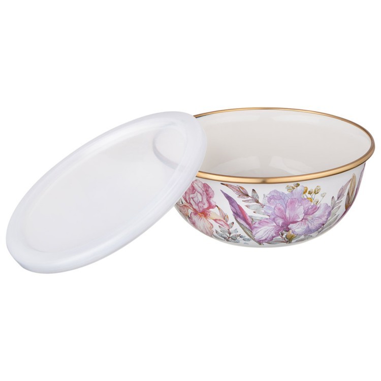 Набор мисок lefard эмалирован. с пластик.крышками, серия irises 6пр. 14/16/18см, 0,6/0,9/1,3л Lefard (950-754)