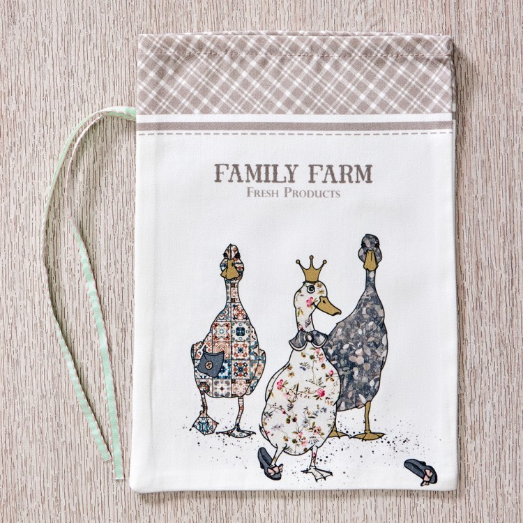 Набор мешочков из 2-х ш  "family farm" 20х29см,100% хлопок,клетка,твил,пропитка Lefard (850-748-91)