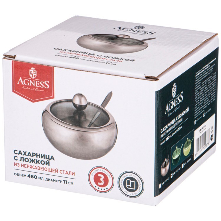 Сахарница agness с ложкой 460 мл Agness (912-043)