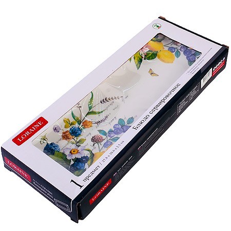 Блюдо сервировочное 28х10,6х3см Лесные ягоды с лимонами доломит LR (60157)