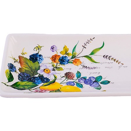 Блюдо сервировочное 28х10,6х3см Лесные ягоды с лимонами доломит LR (60157)