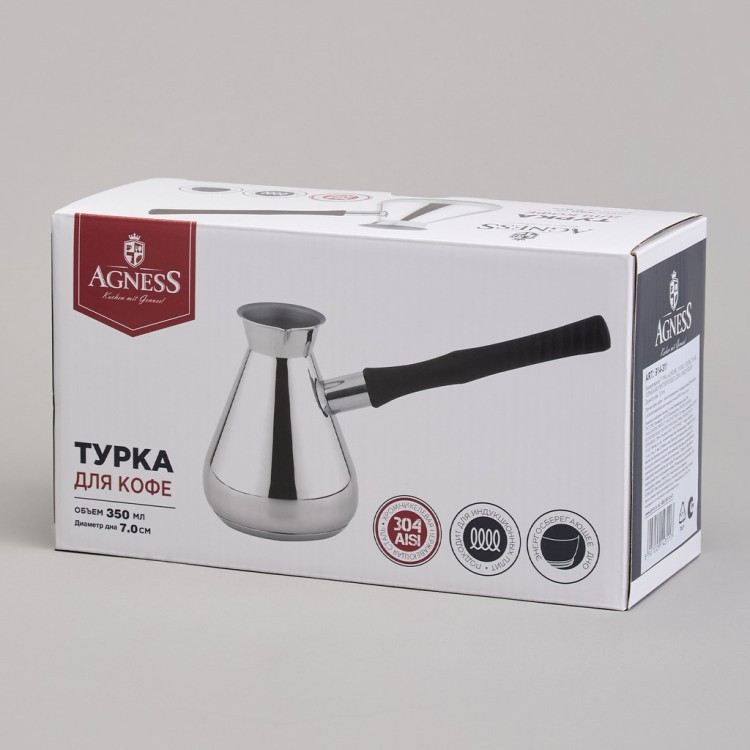 Турка agness, 350мл, нерж.сталь, термоаккумулирующее дно, индукция Agness (914-311) Турка agness, 350мл, нерж.сталь, термоаккумулирующее дно, индукция Agness (914-311)