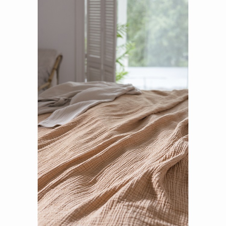 Покрывало двухстороннее из многослойного муслина цвета охры из коллекции essential, 180х250 см (75386) Покрывало двухстороннее из многослойного муслина цвета охры из коллекции essential, 180х250 см (75386)