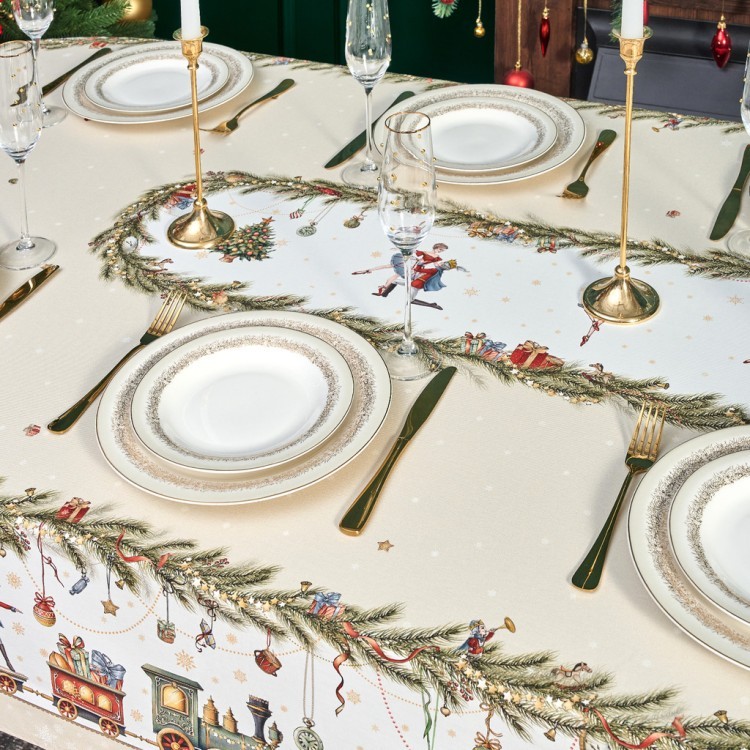 Скатерть  овальная  "щелкунчик" ,140х300см ,бежевый ,100%хлопок ,твил Lefard (850-757-42)