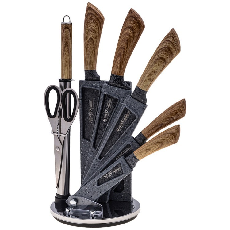 Набор ножей agness с ножницами и мусатом на пластиковой подставке, 8 предметов Agness (911-641)