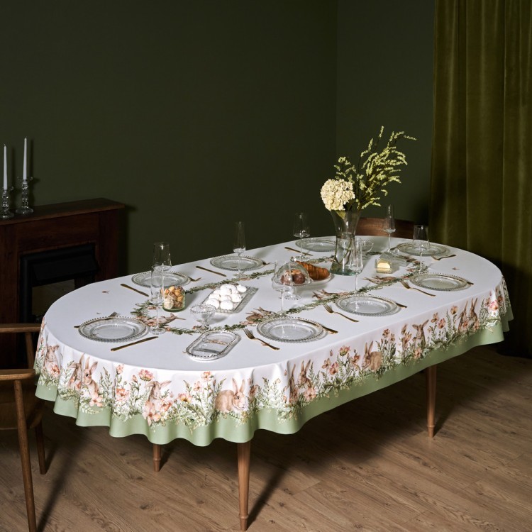Скатерть  овальная  "sense" ,180х300см ,зеленый,100%хлопок ,твил Lefard (850-753-42)