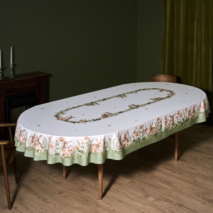 Скатерть  овальная  "sense" ,180х300см ,зеленый,100%хлопок ,твил Lefard (850-753-42)