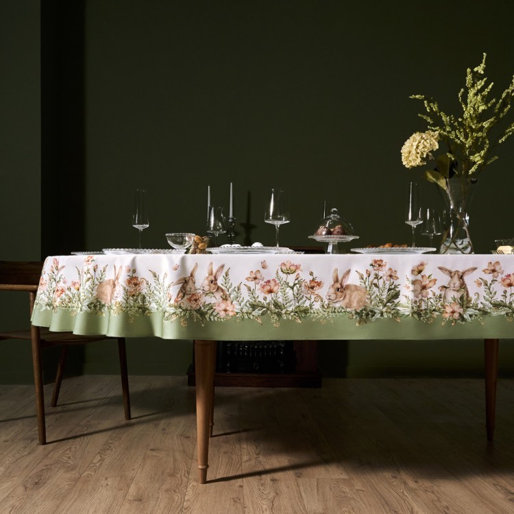 Скатерть  овальная  "sense" ,180х300см ,зеленый,100%хлопок ,твил Lefard (850-753-42)