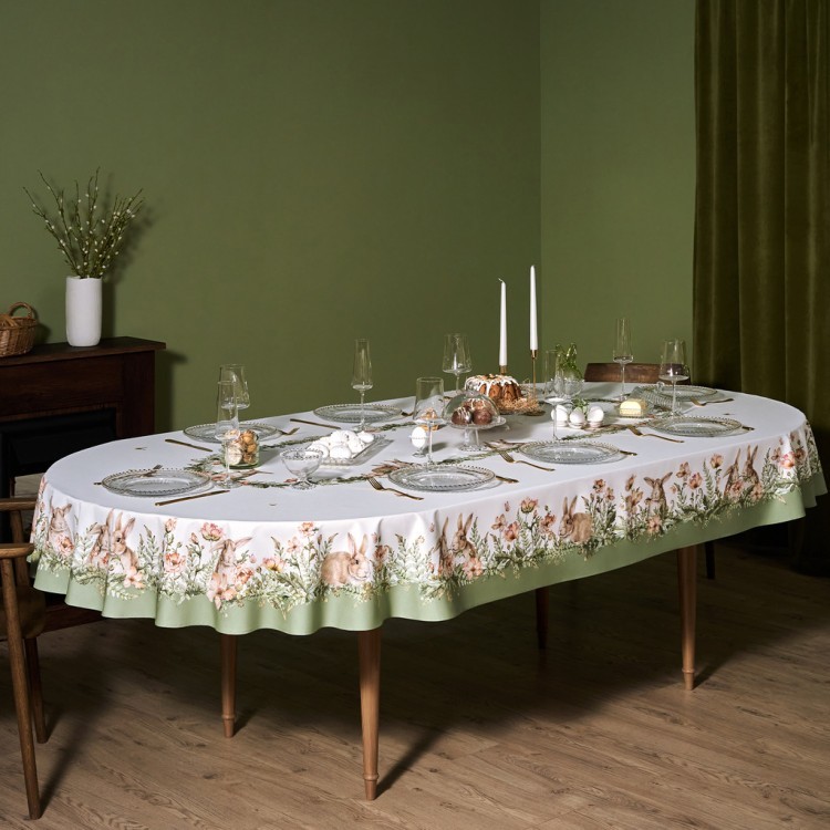 Скатерть  овальная  "sense" ,180х300см ,зеленый,100%хлопок ,твил Lefard (850-753-42)