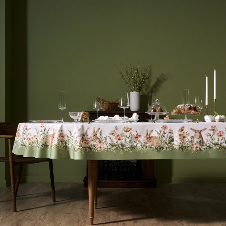 Скатерть  овальная  "sense" ,180х300см ,зеленый,100%хлопок ,твил Lefard (850-753-42)