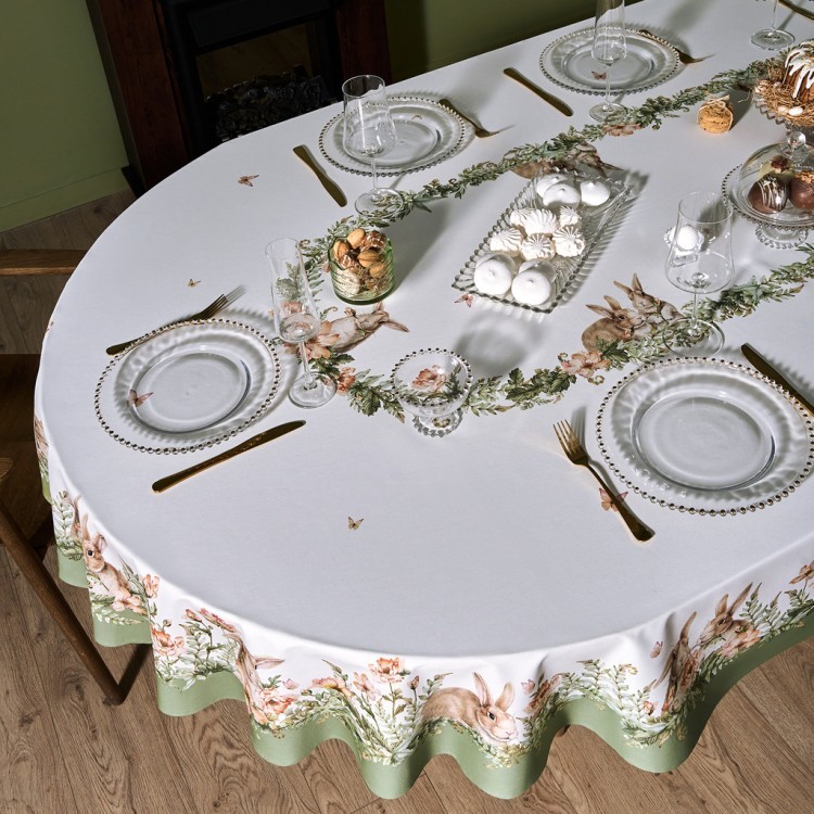 Скатерть  овальная  "sense" ,180х300см ,зеленый,100%хлопок ,твил Lefard (850-753-42)