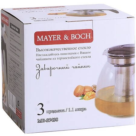 Заварочный чайник 1,1л с/кр стекло МВ (27438)
