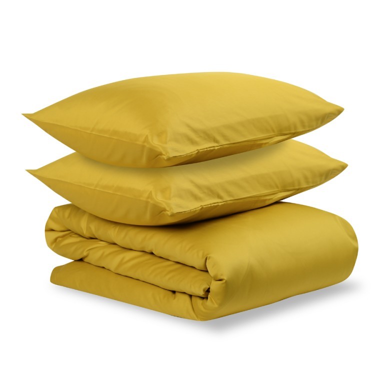 Комплект постельного белья полутораспальный из сатина горчичного цвета из коллекции essential (66401)