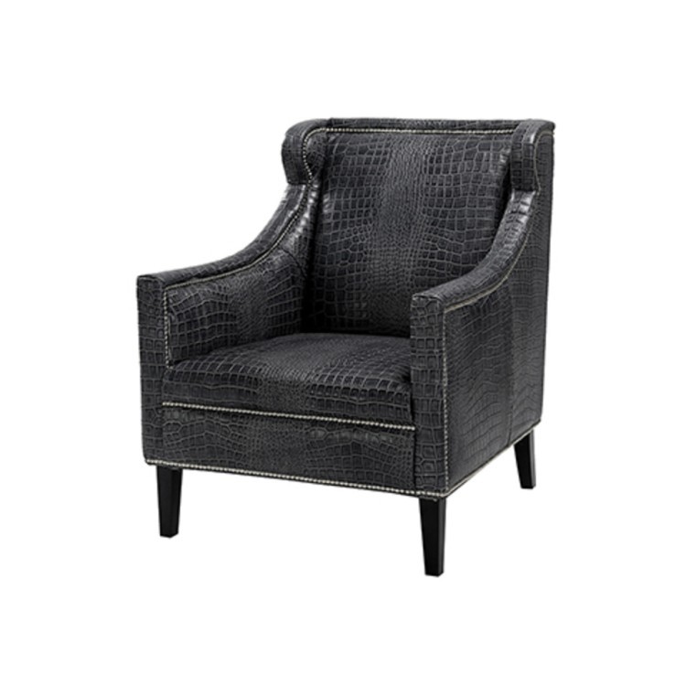 Кресло C0175-1D/black#B76, обивка кожа, ножки дерево, Black, ROOMERS FURNITURE