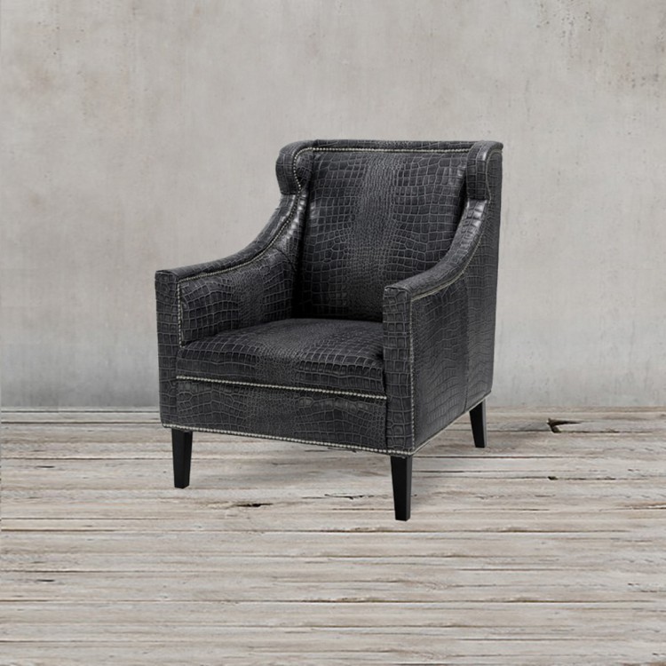 Кресло C0175-1D/black#B76, обивка кожа, ножки дерево, Black, ROOMERS FURNITURE