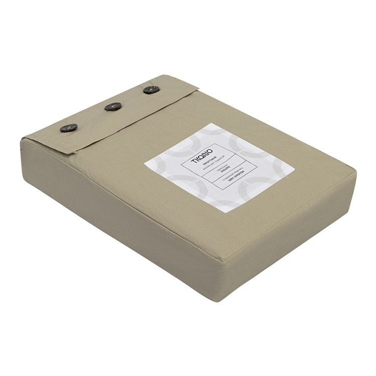 Простыня из стираного перкаля бежево-серого цвета из коллекции essential, 240х270 см (77750)