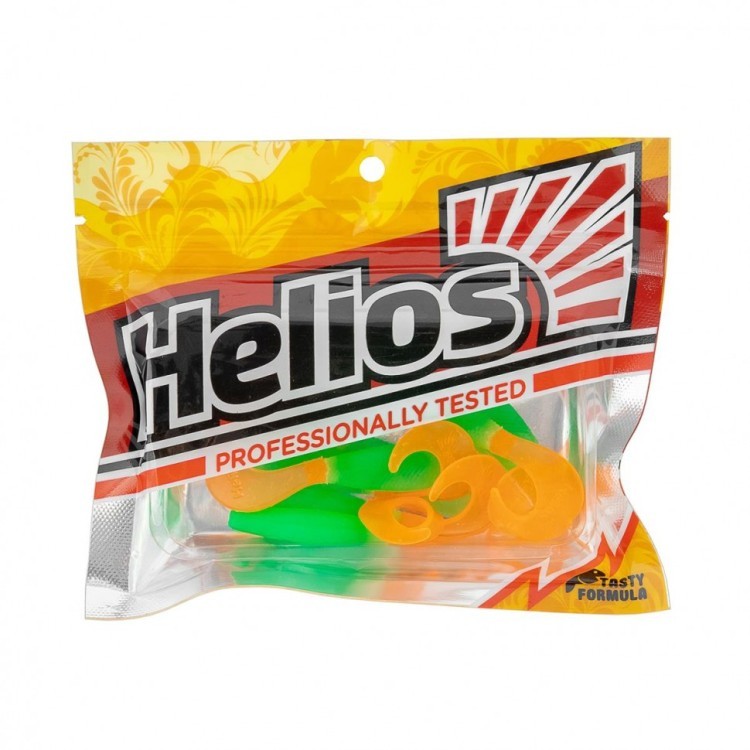 Твистер Helios Hybrid 2,75"/7,0 см, цвет Lime & Orange 7 шт HS-13-020 (78164)