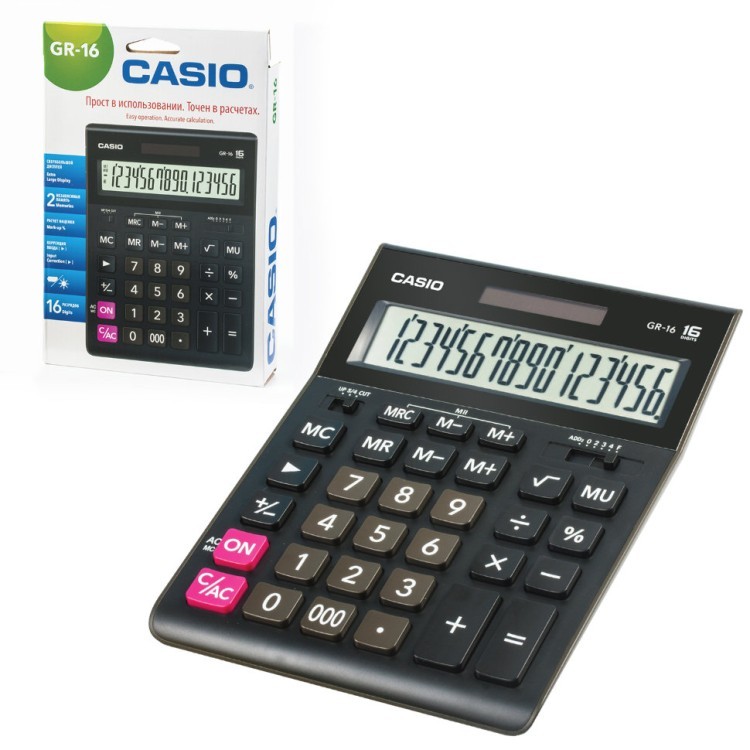 Калькулятор настольный Casio GR-16-W-EP 16 разрядов 250382 (64925)