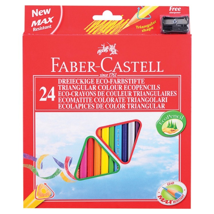Карандаши цветные трехгранные Faber-Castell 24 цвета с точилкой 120524 (64623)
