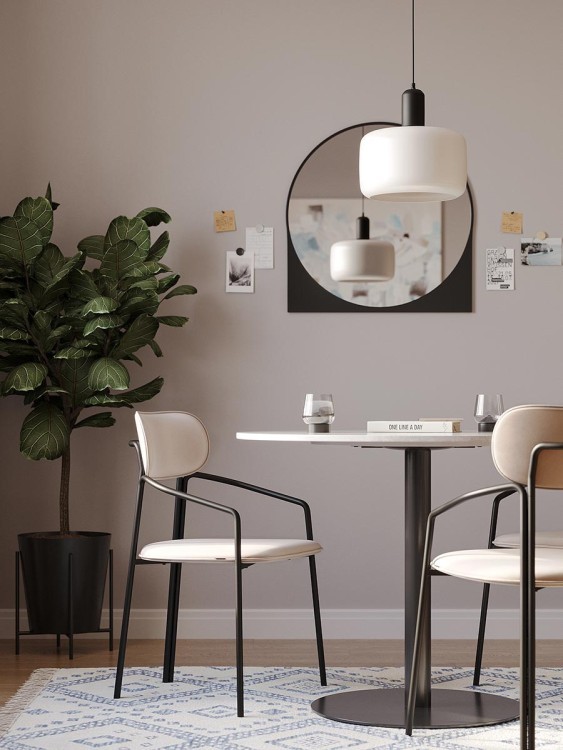 Стол обеденный trond, D100 см, белый мрамор/черный (76059) Стол обеденный trond, D100 см, белый мрамор/черный (76059)