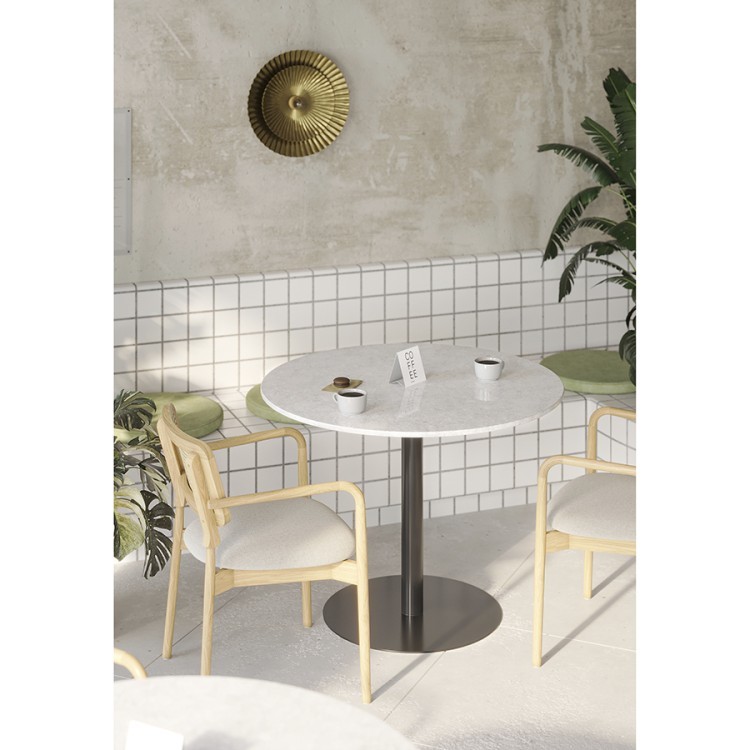 Стол обеденный trond, D100 см, белый мрамор/черный (76059) Стол обеденный trond, D100 см, белый мрамор/черный (76059)