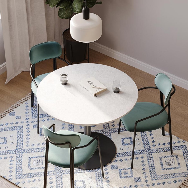 Стол обеденный trond, D100 см, белый мрамор/черный (76059) Стол обеденный trond, D100 см, белый мрамор/черный (76059)