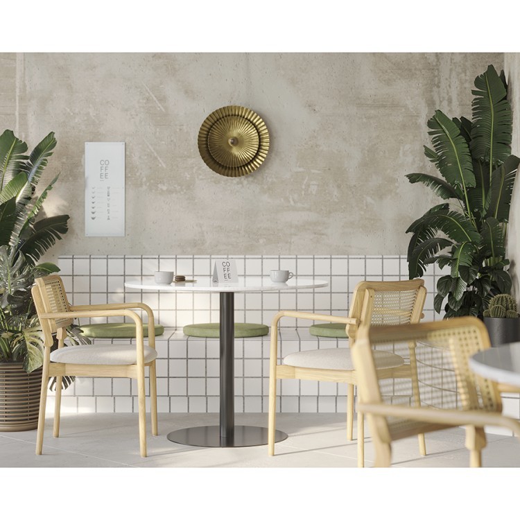 Стол обеденный trond, D100 см, белый мрамор/черный (76059) Стол обеденный trond, D100 см, белый мрамор/черный (76059)