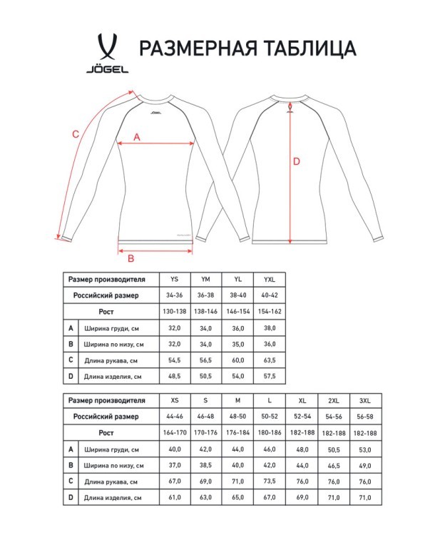 Футболка компрессионная с длинным рукавом JOGEL CAMP PerFormDRY Baselayer LS Tee, гранатовый (2123207)