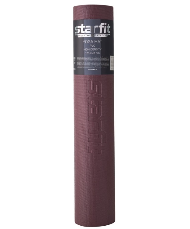 Коврик для йоги и фитнеса высокой плотности FM-103 PVC HD, 173x61x0,6 см, горячий шоколад (1121639)