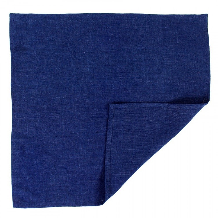 Салфетка сервировочная из умягченного льна темно-синего цвета, 45х45 см (63451)