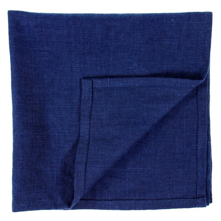 Салфетка сервировочная из умягченного льна темно-синего цвета, 45х45 см (63451)