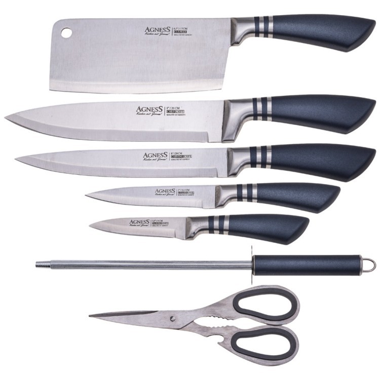 Набор ножей agness с ножницами и мусатом на пластиковой подставке, 8 предметов Agness (911-642)