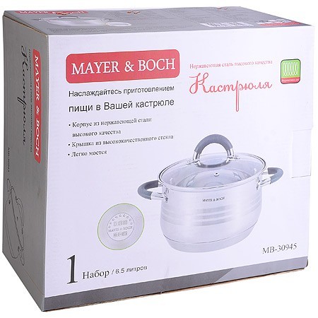 Кастрюля 6,5 л нерж с/кр Mayer&Boch (30945)