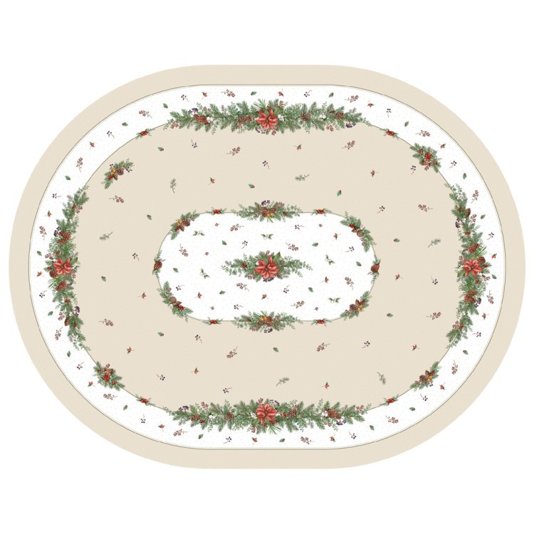 Скатерть  160х220 cm овальная, "celebration", цвет: бежевый, tm lefard, полиэстер 100% (986-001-28) 