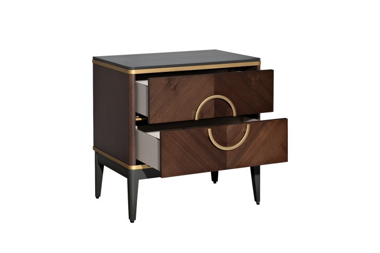 Тумба прикроватная шпон 2 ящика 60*60*40см (TT-00016516)